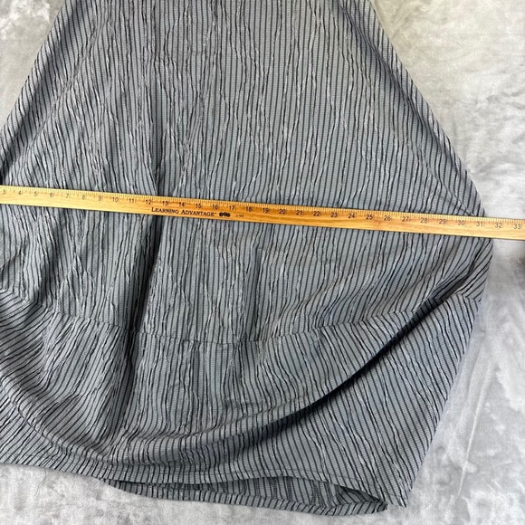 Cut Loose Skirt Womens L Grey Black Micro Stripe Crinkle Lagenlook Midi (1421) - Picture 8 of 10